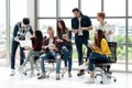 Multiethnic team of happy business people working together, meeting and brainstorming in office Royalty Free Stock Photo