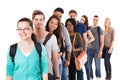 Multiethnic university students standing in a row Royalty Free Stock Photo