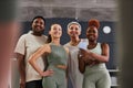 Multiethnic women standing in health club Royalty Free Stock Photo