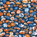 Multitude of colorful flowers. Seamless vector patter. Royalty Free Stock Photo