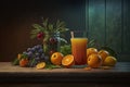 multifruit juice and different fruits. Generative Ai