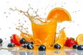 multifruit juice with splash on white background Royalty Free Stock Photo