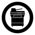 Multifunction printer or automatic copier icon black color in circle