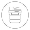 Multifunction printer or automatic copier icon black color in circle