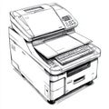 Multifunction printer with scanner copier and fax capabilities illustrated Royalty Free Stock Photo