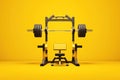 Multifunctional gym machine, barbells of different weight.