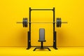 Multifunctional gym machine, barbells of different weight.