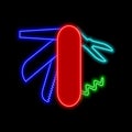 Multifunctional knife, multitool neon sign. Bright glowing symbol on a black background.