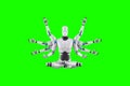 Multifunctional multitasking modern robot. Excellence of artificial intelligence, neural network. 3D illustration, 3D rendering,