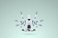 Multifunctional multitasking modern robot. Excellence of artificial intelligence, neural network. 3D illustration, 3D rendering,