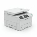 Multifunctional office printer with a sleek, rectangular design and white exterior. Royalty Free Stock Photo