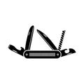 Multifunctional pocket knife icon. Hiking and camping equipment tool, vector illustration isolated on white Royalty Free Stock Photo