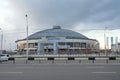 Multifunctional Sports Center Sever Ice Arena on a cold autumn evening of Krasnoyarsk city, built for the Winter Universiade 2019.