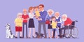 Multigenerational family, common household, people living together in support, care