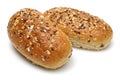 Multigrain bread loafs on white background