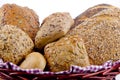 Multigrain bread and roll in a basket Royalty Free Stock Photo
