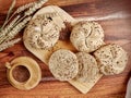 Multigrain kaiser rolls. Homemade bread from recipes of traditional Polish cuisine.