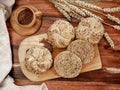Multigrain kaiser rolls. Homemade bread from recipes of traditional Polish cuisine.