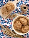 Multigrain kaiser rolls. Homemade bread from recipes of traditional Polish cuisine.