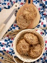 Multigrain kaiser rolls. Homemade bread from recipes of traditional Polish cuisine.