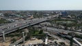 A multilane traffic jam as seen from the sky