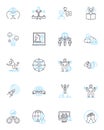 Multilateral dealings linear icons set. Diplomacy, Cooperation, Collaboration, Negotiation, Interdependence, Alliances