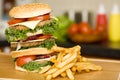 Multilayered cheeseburger Royalty Free Stock Photo