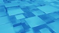 Multilayered composition of blue squares 3D rendering
