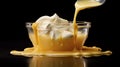 Multilayered Custard Pouring Into Glass Dish - A Captivating Image Royalty Free Stock Photo