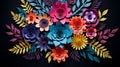 Multilayered Dimensions: Colorful Paper Flowers Blending Mexican And American Cultures