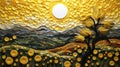 Multilayered Paper Sculpture: Impressive Yellow Sunflowers And Trees