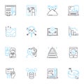 Multilevel advertising linear icons set. Pyramid, Downline, Nerk, Distributor, Commission, Compensation, Recruit line