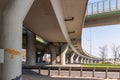 Multilevel junction road. View from bottom level.