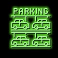 multilevel parking neon glow icon illustration