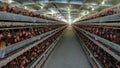 Multilevel production line conveyor production line of chicken eggs of a poultry farm Royalty Free Stock Photo