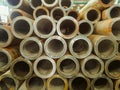 Multilevel rows of thick-walled steel pipes for building structures