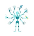 The multilimbed robot. Office multifunctional cyborg manager. Royalty Free Stock Photo