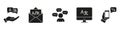 Multilingual Communication Silhouette Icon Set. Includes Message Support, Email, Chat Dialog, Computer Display, and Royalty Free Stock Photo