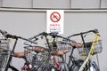 Multilingual No Bicycles Parking Sign