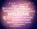 A multilingual welcome background