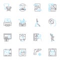Multimedia art linear icons set. Animation, Digital, Video, Graphics, Sound, Music, Design line vector and concept signs