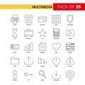 Multimedia Black Line Icon - 25 Business Outline Icon Set