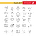 Multimedia Black Line Icon - 25 Business Outline Icon Set