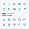 20 Multimedia Blue Color icon Pack like message clip clipboard attachment write