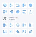 20 Multimedia Blue Color icon Pack like mobile data backward change swap