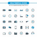 Multimedia blue icons