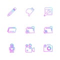 multimedia , camera , user interface , folders , directory , eps icon set vector