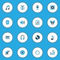 Multimedia Colorful Icons Set. Collection Of Note, Mute, Gramophone And Other Elements. Also Includes Symbols Such As