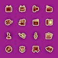 Multimedia computer icon set isolated on purple Royalty Free Stock Photo