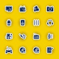 Multimedia computer icon set isolated on yellow Royalty Free Stock Photo